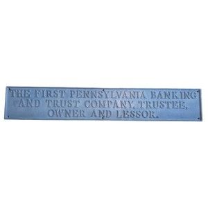 First Pennsylvania Banking Trust TRUSTEE COMPANY Metal Sign Plaque  28"